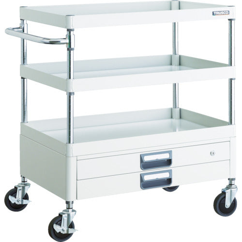 ＴＲＵＳＣＯ　ツールワゴン　フェニックスワゴン　省音　７５０Ｘ５００ＸＨ８８０　２段引出付　ホワイト　PEW-973X-W　1 台