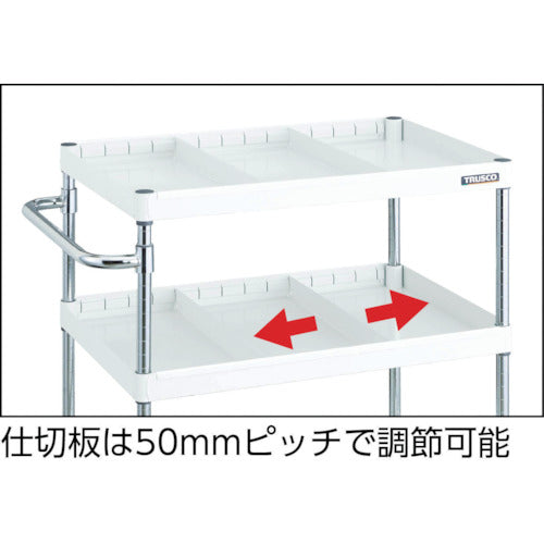 ＴＲＵＳＣＯ　ツールワゴン　フェニックスワゴン　省音　７５０Ｘ５００　仕切２段付　引出付　ホワイト　PEW-973ZS2-W　1 台