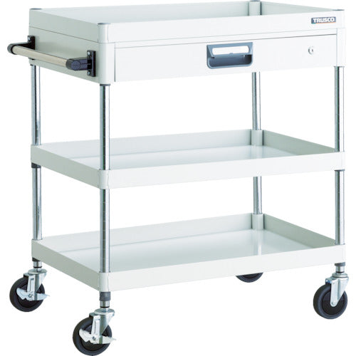 ＴＲＵＳＣＯ　ツールワゴン　フェニックスワゴン　省音　７５０Ｘ５００　薄型１段引出付　ホワイト　PEW-973Z-W　1 台