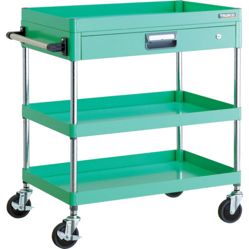 ＴＲＵＳＣＯ　ツールワゴン　フェニックスワゴン　省音　７５０Ｘ５００　薄型１段引出付　ヤンググリーン　PEW-973Z-YG　1 台