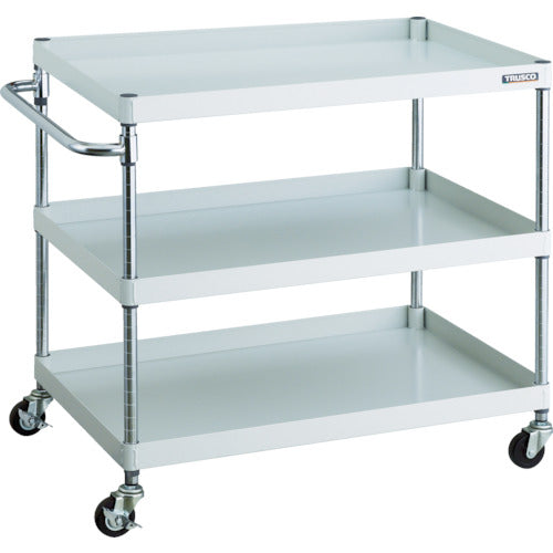 ＴＲＵＳＣＯ　ツールワゴン　フェニックスワゴン　　９００Ｘ６００　３段　Φ７５ゴム車輪　ホワイト　PEW-993-G75-W　1 台