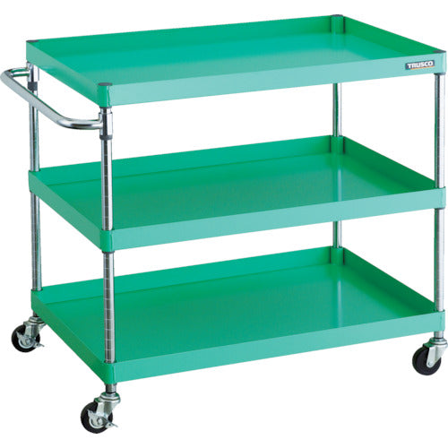 ＴＲＵＳＣＯ　ツールワゴン　フェニックスワゴン　　９００Ｘ６００　３段　Φ７５ゴム車輪　ヤンググリーン　PEW-993-G75-YG　1 台