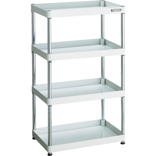 TRUSCO Steel Rack Phoenix Wagon Rack Type Antibacterial 600 x 400 4 Tiers White PEW-R1264-W 1 Unit
