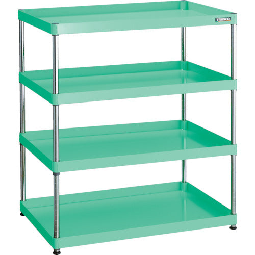 TRUSCO Steel Rack Phoenix Wagon Rack Type Antibacterial 600 x 400 4 Tiers Young Green PEW-R1264-YG 1 Unit
