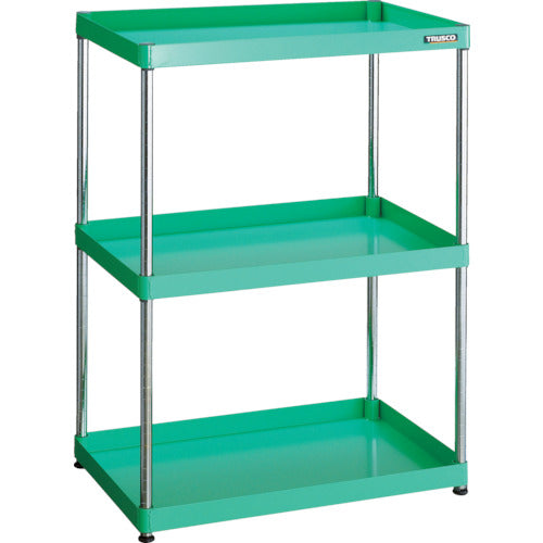 TRUSCO Steel Rack Phoenix Wagon Rack Type Antibacterial 750 x 500 3 Tiers Young Green PEW-R1273-YG 1 Unit