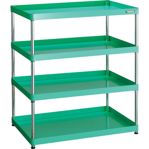 TRUSCO Steel Rack Phoenix Wagon Rack Type Antibacterial 900X600 4 Tiers Young Green PEW-R1294-YG 1 Unit