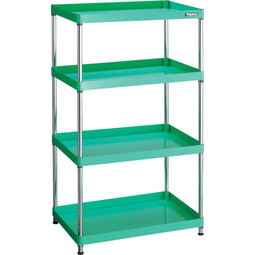 TRUSCO Steel Rack Phoenix Wagon Rack Type Antibacterial 750 x 500 4 Tiers Young Green PEW-R1574-YG 1 Unit