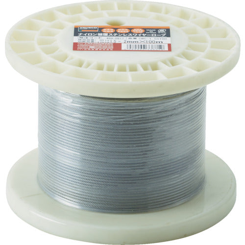 TRUSCO Stainless Steel Wire Rope Nylon Coated Φ1.5 (2.0) mm x 10 CWC-15S100 1 Roll