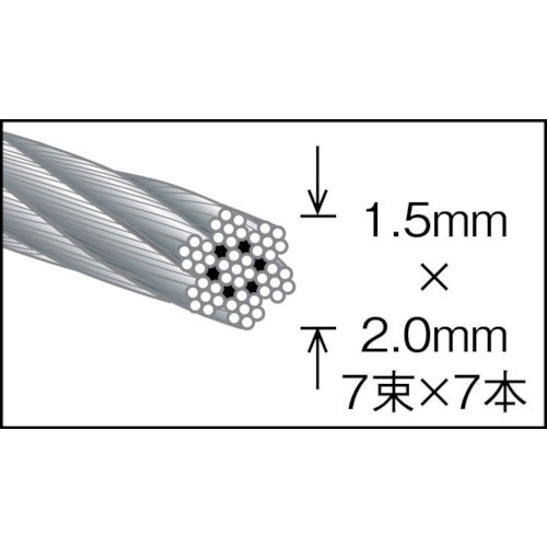 TRUSCO Stainless Steel Wire Rope Nylon Coated Φ1.5 (2.0) mm x 30 CWC-15S30 1 Roll