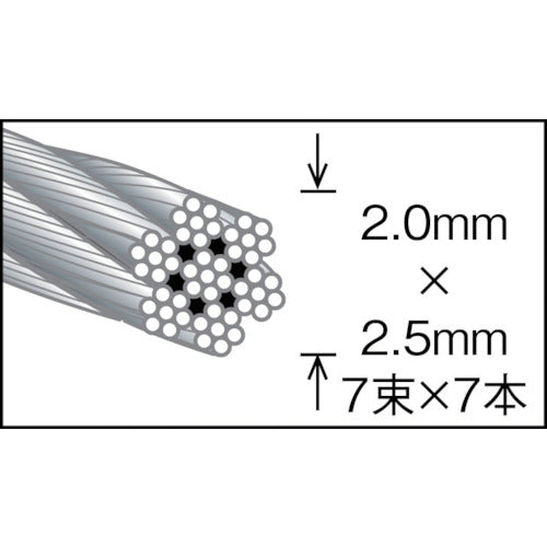 TRUSCO Stainless Steel Wire Rope Nylon Coated Φ2.0 (2.5) mm x 50 CWC-2S50 1 Roll