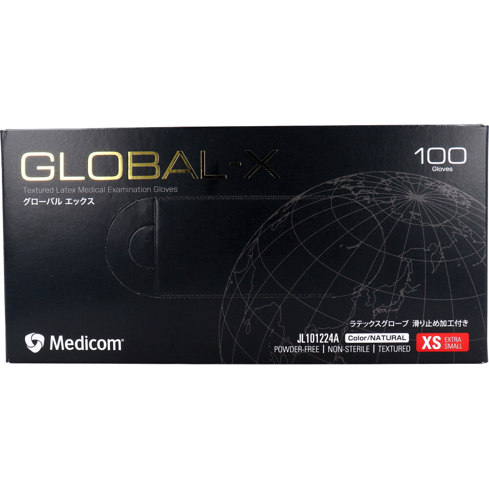 【아울렛】【업무용】글로벌엑스 라텍스 파우더 프리 XS사이즈 100장입 1개