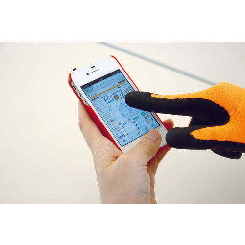 ＴＲＵＳＣＯ　液晶対応すべり止め付ニトリル手袋　オレンジ　Ｌ　TNG-OL　1 双