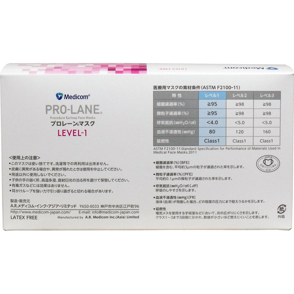 Medicom Prolane Mask Pink 50 pieces 1 piece