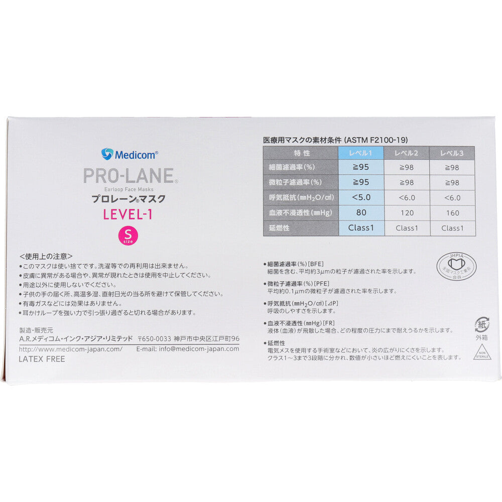 メディコム プロレーンマスク Sサイズ ピンク 50枚入 1 個