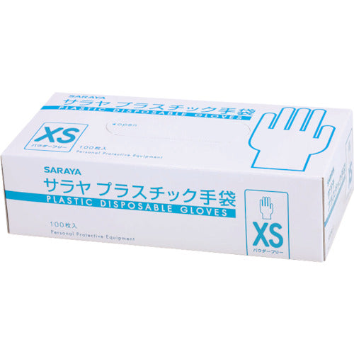 サラヤ　プラスチック手袋粉無　ＸＳ　（１００枚入）　53497　1 箱