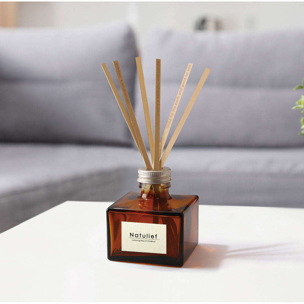 【아울렛】소취력 Natulief 현관・리빙용 리드 디퓨저 본체 레몬그라스＆바베나 80mL 1개