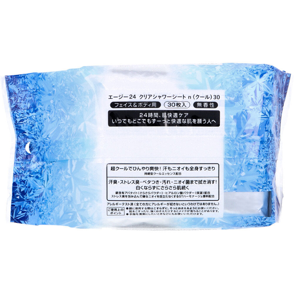 에이지 데오 24 클리어 샤워 시트 n 쿨 무향성 30장입 1개