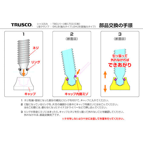 ＴＲＵＳＣＯ　Ｃ型シャコ万力　７５ｍｍ　ネジ・キャップ・リング　TCC-75N-NCR　1 個