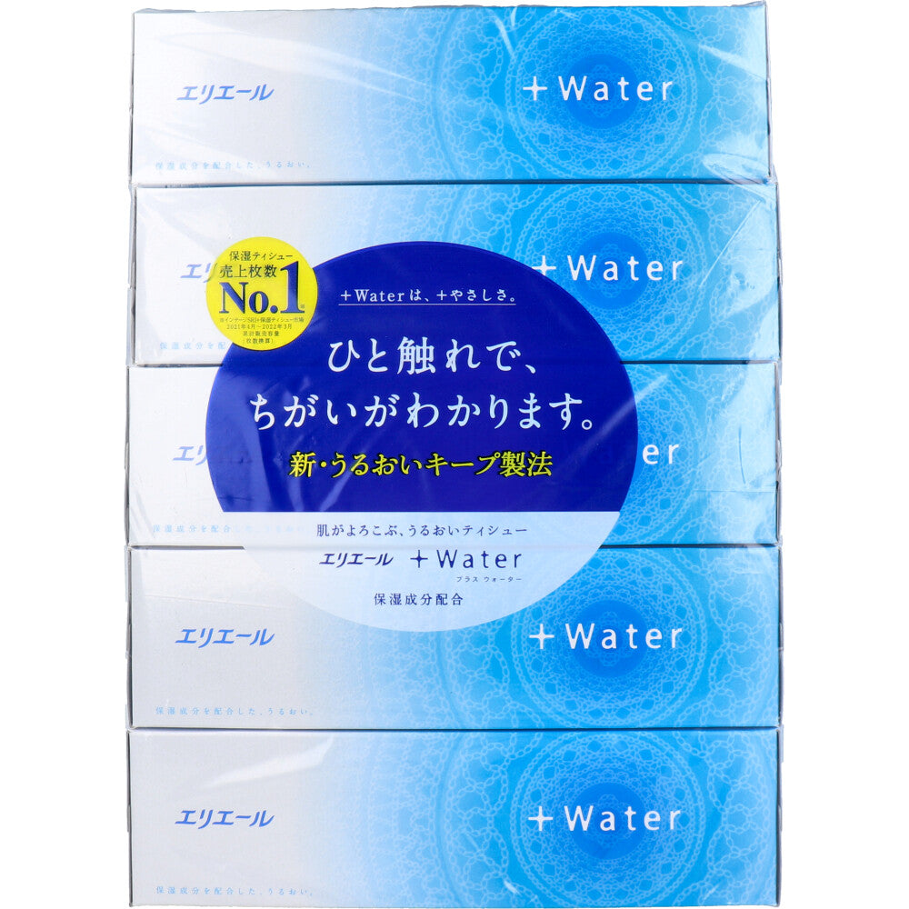 엘리에르 + Water(플러스 워터) 티슈 360장(180조)×5개 팩 1개