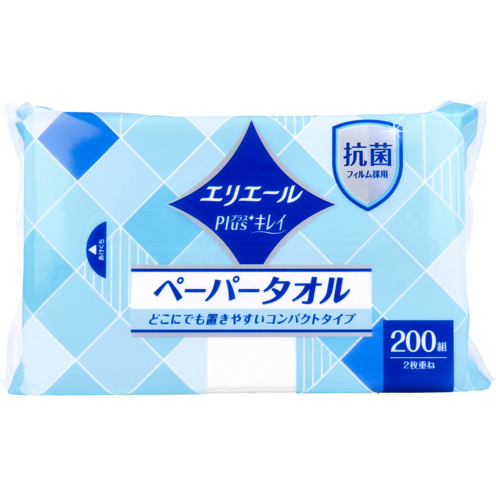 Elleair Plus+ Kirei Paper Towels, Compact Type, 200 Pairs (400 Sheets) 1 pc