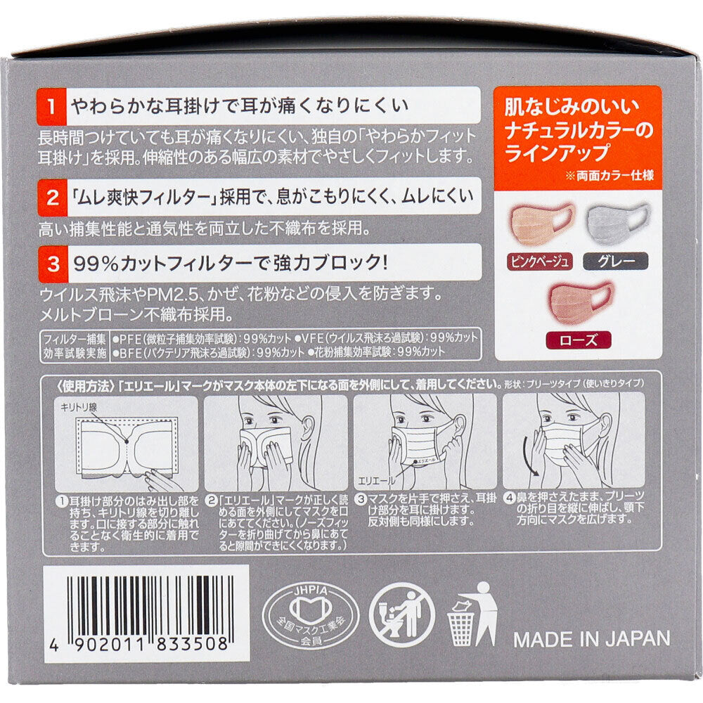 [9月26日まで特価]エリエール ハイパーブロックマスク リラカラ グレー 小さめサイズ 30枚入 1 個