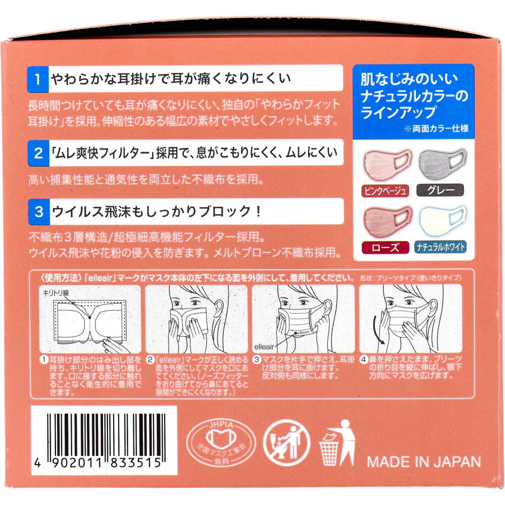 [9月26日まで特価]エリエール ハイパーブロックマスク エリカラ ピンクベージュ 小さめサイズ 30枚入 1 個