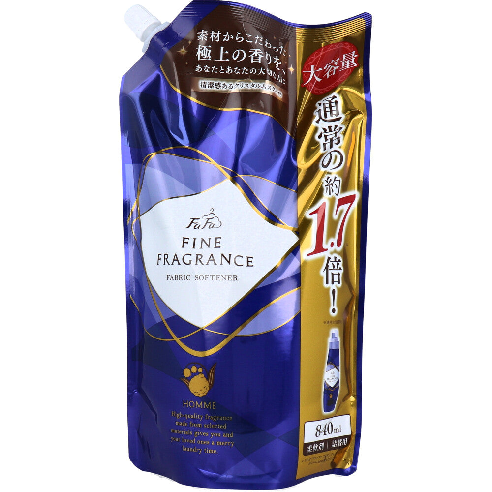 [シーズン終売]ファーファ ファインフレグランス オム クリスタルムスクの香り 柔軟剤 詰替用 840mL×2個 1 個