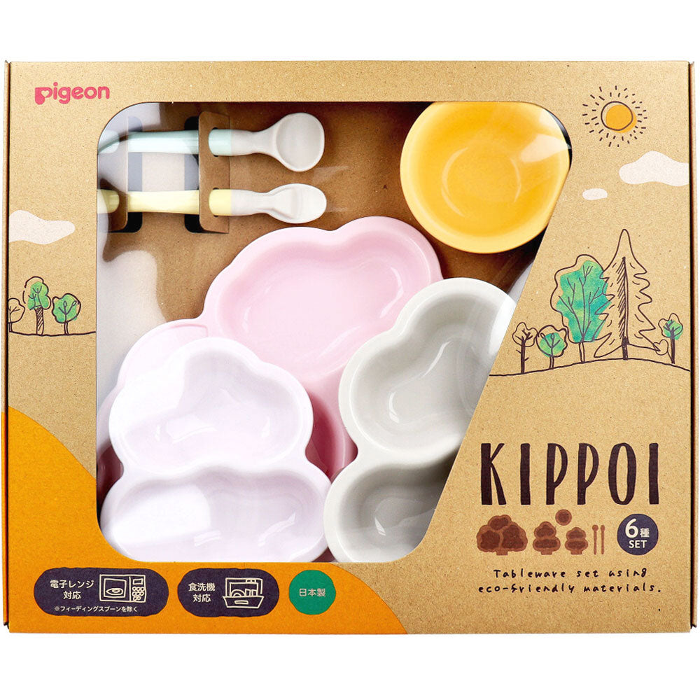 [메이커 결품] 비둘기 KIPPOI 킷포이 베이비 식기 세트 베이비 핑크 &amp; 복숭아 화이트 1 세트 1 개