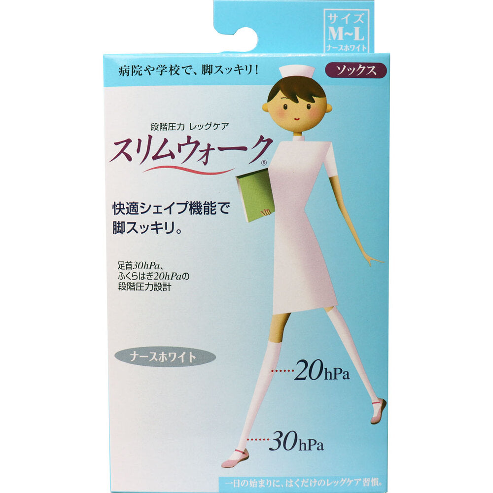 Slim Walk Nurse White Socks, M and L Size, 1 pc
