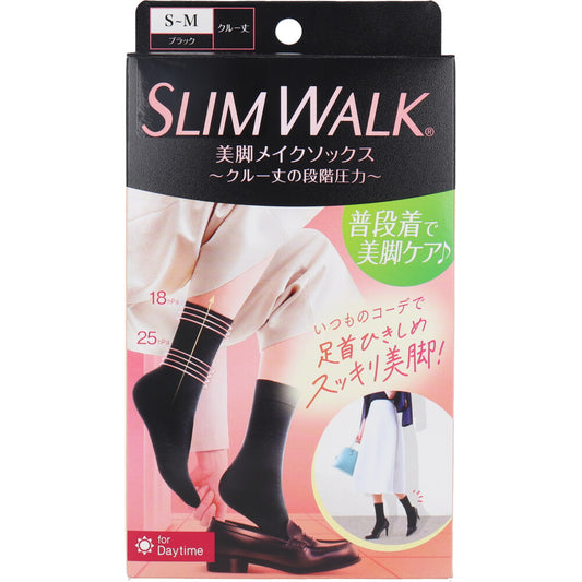 スリムウォーク 美脚メイクソックス クルー丈 ブラック S-Mサイズ 1 個