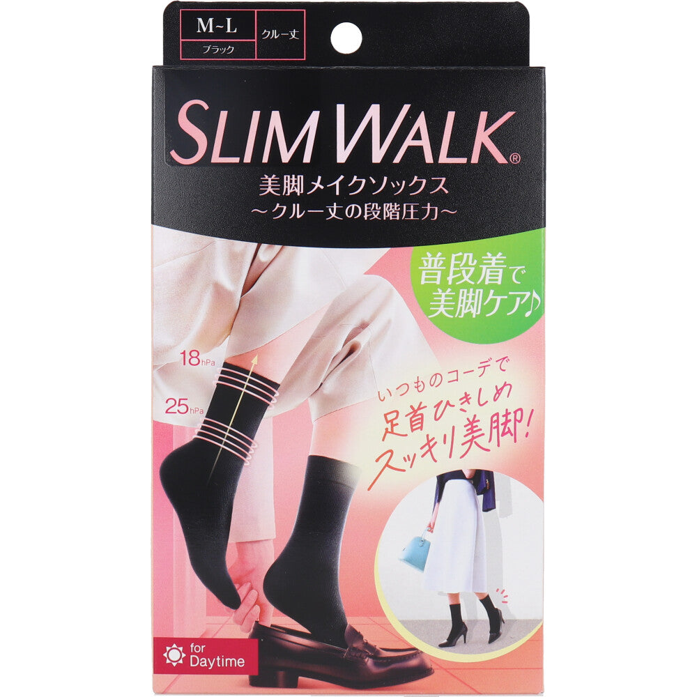 Slim Walk Beautiful Legs Makeup Socks Crew Length Black ML Size 1 pc