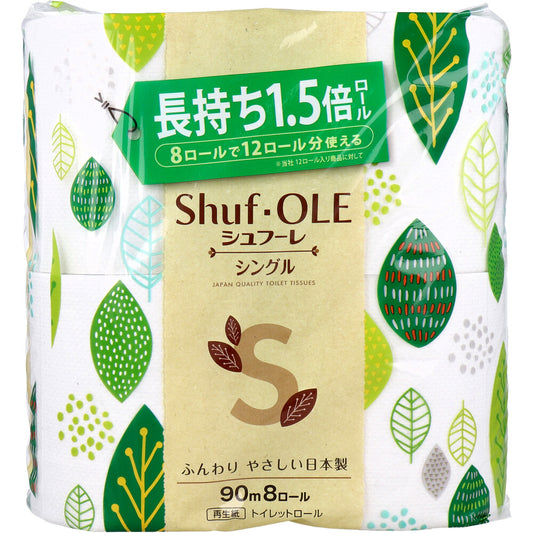 Shufure toilet paper, 1.5 times the thickness, 90m x 8 rolls, single, 1 piece