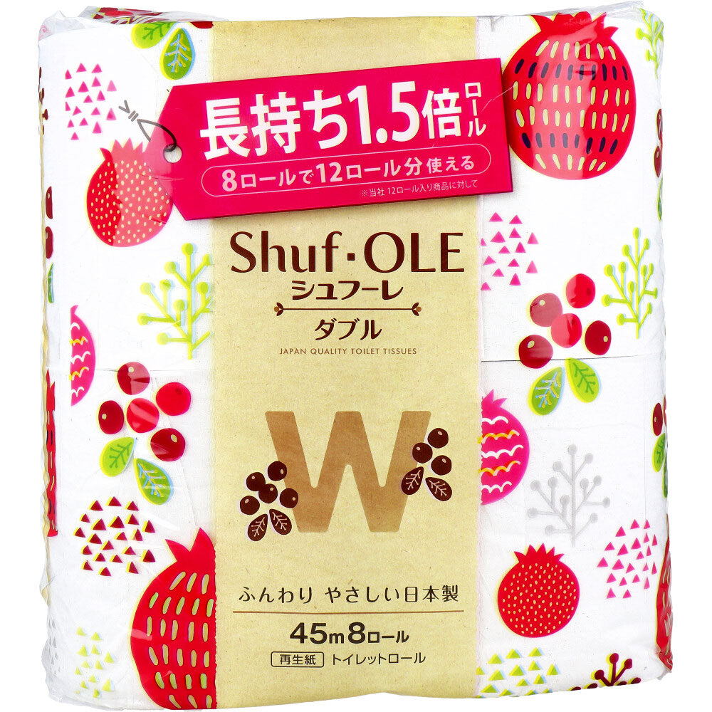 Shufure toilet paper, 1.5 times the thickness, 45m x 8 rolls, double, 1 piece