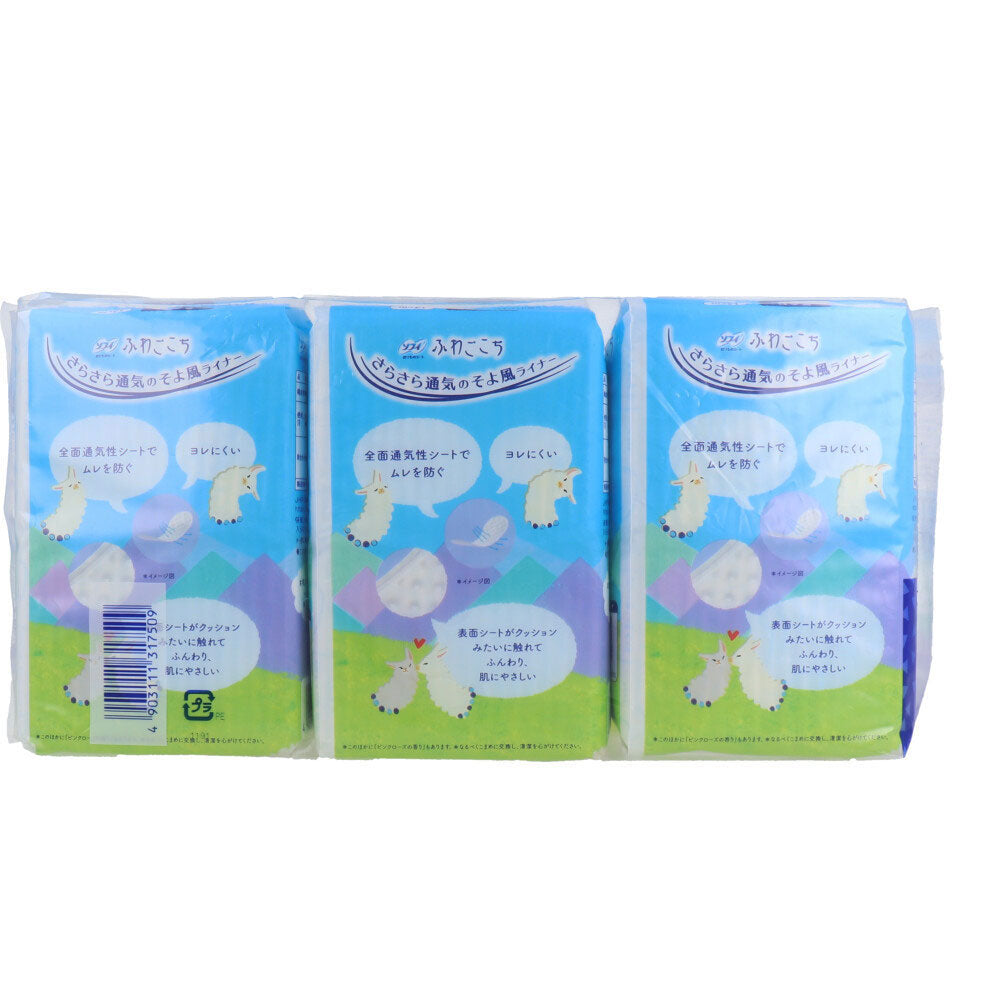 Sofy Panty Liner, Fluffy, Unscented, 38 Sheets x 3 Packs, 1 Piece