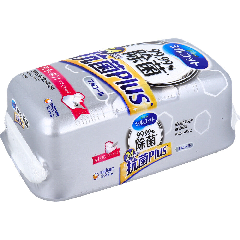 シルコット 99.99％除菌 抗菌Plus ウェットティッシュ アルコールタイプ 本体 34枚入 1 個