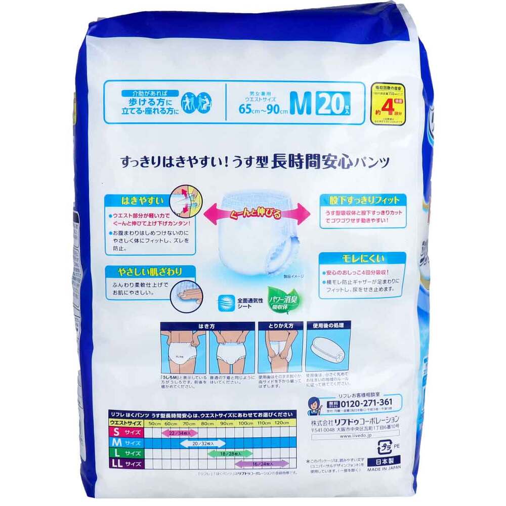 Refre Pants, Thin, Long-lasting, Medium Size, 20 Pieces, 1 Piece