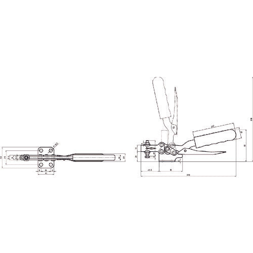 Super Downward Presser Toggle Clamp (Horizontal Handle Type) Total Length: 243mm Clamping Force: 2.8kN TDKS38F 1 pc