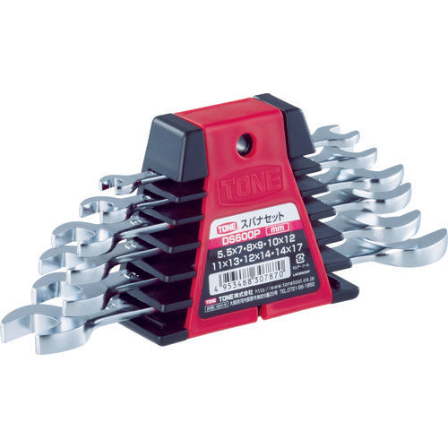 TONE Double-ended Wrench Set, 6-piece set, plated, 370g, DS600P 1 S