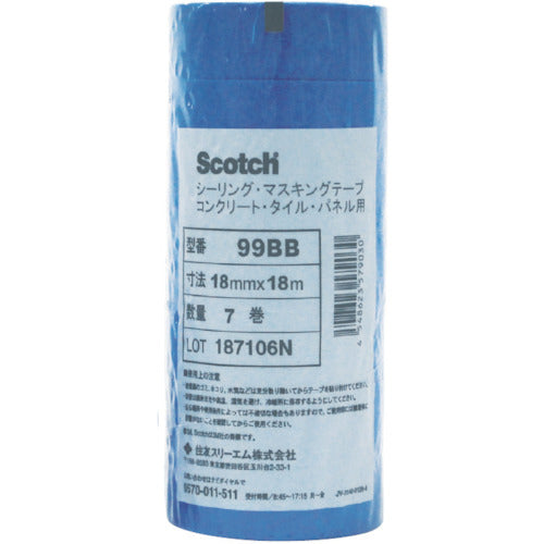 ３Ｍ　マスキングテープ（コンクリート・タイル・パネル用）２１ｍｍＸ１８ｍ　６巻入　99BB 21X18　1 PK