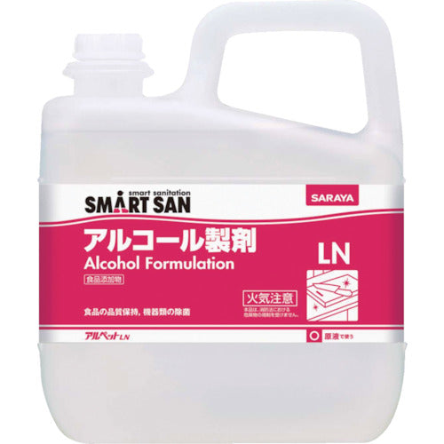 サラヤ　【※軽税】ＳＭＡＲＴ　ＳＡＮ食品添加物アルコール製剤　アルペットＬＮ　５Ｌ　40027　1 個