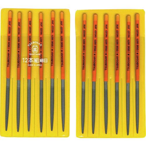 Tsubosan File Set, 12-piece set, semi-round, fine, HA012-03 1 S