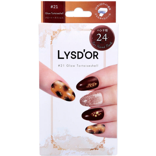 [Outlet] LYSD'OR Semi-Cure Gel Nails for Hand Nails Glow Tortoiseshell 24 Sheets 1 Piece