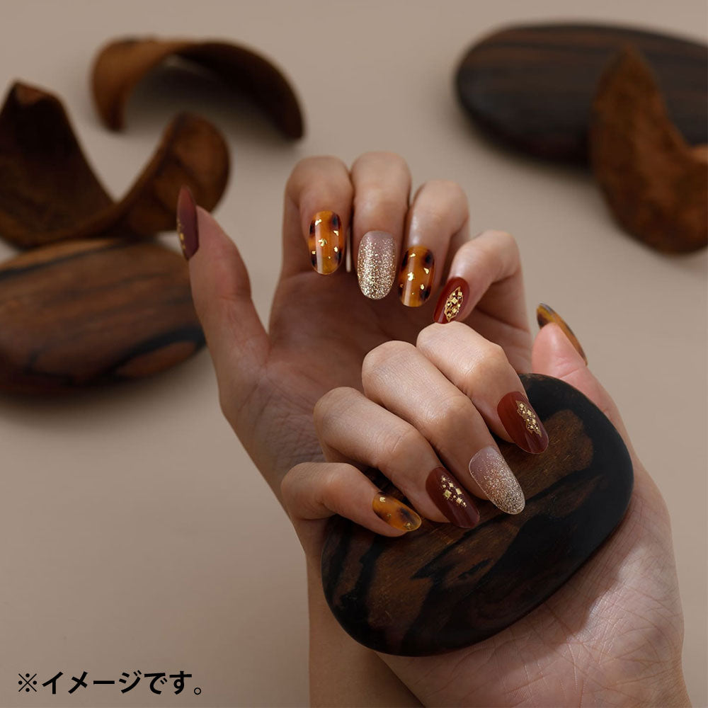 [Outlet] LYSD'OR Semi-Cure Gel Nails for Hand Nails Glow Tortoiseshell 24 Sheets 1 Piece