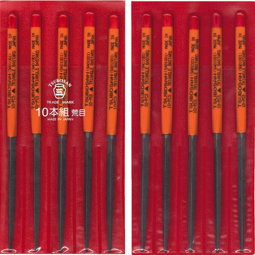 Tsubosan File Set, 10-piece Set, Triangular, Coarse, SA010-01 1 S
