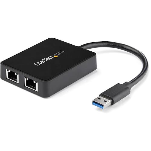 ＳｔａｒＴｅｃｈ　ＬＡＮアダプター／ＵＳＢ　３．０／２ｘ　ＲＪ４５／１０／１００／１０００　Ｍｂｐｓ／ブラック　USB32000SPT　1 箱