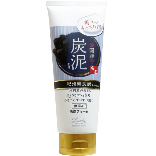 Rossi Moist Aid Japanese Whipped Face Wash S with Charcoal Mud 120g 1 piece