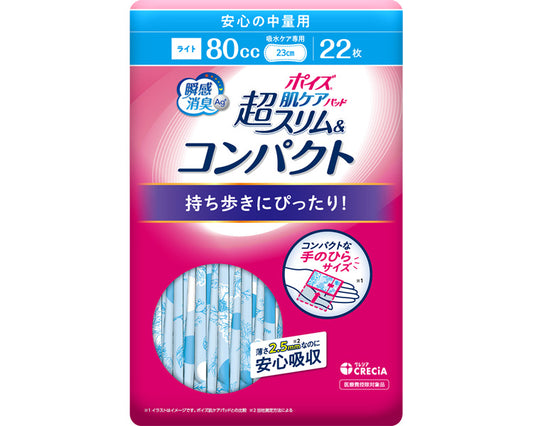 Poise Skin Care Pads Ultra Slim &amp; Compact for Safe Medium Volume Use / 88376 22 sheets 1 bag