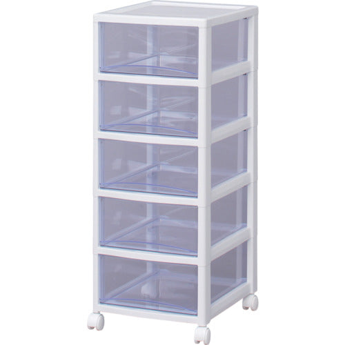 ＩＲＩＳ　２２１２５５　スーパークリアチェスト　ホワイト／クリアブルー　５段タイプ　SCE-050-BL　1 台