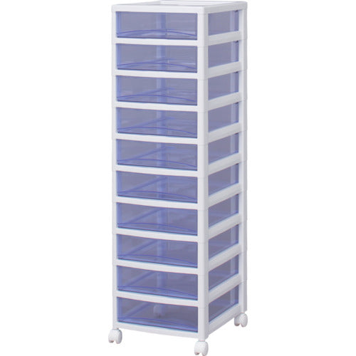 ＩＲＩＳ　２２１２７３　スーパークリアチェスト　ホワイト／クリアブルー　１０段タイプ　SCE-1000-BL　1 台