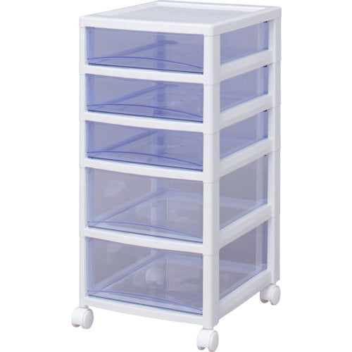 IRIS 221275 Super Clear Chest White/Clear Blue 3 Shallow Drawers, 2 Deep Drawers SCE-320-BL 1 Unit